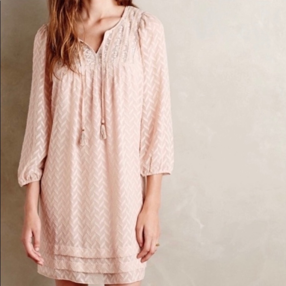 Anthropologie Peasant Dress M Pink